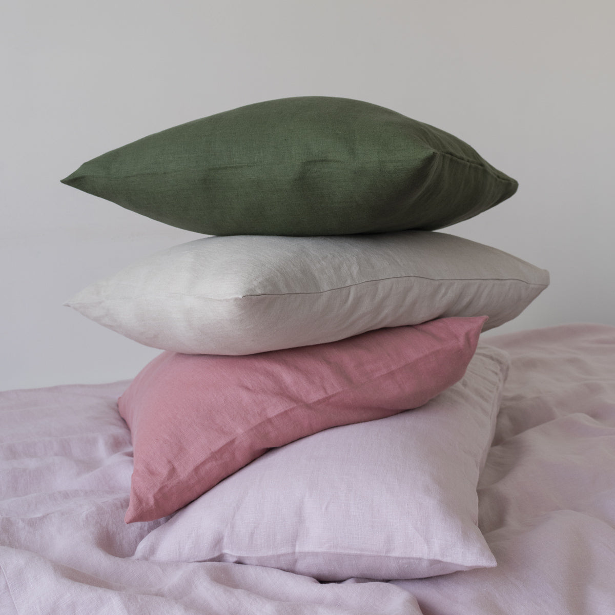 Linen bedding sheets in wood brown and sky blue in light blue colour ethically made sustainable